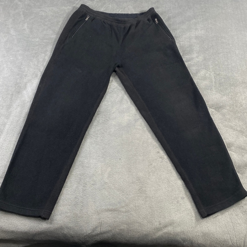 J. Crew Black Fleece Sweatpants Baggy Zipper Pockets Elastic Waist Size M